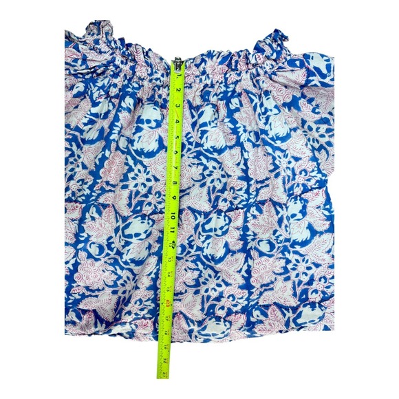 Holly Shae Design Kate Blouse Blue Red Off Shoulder Floral Top Boho (Orig. $188) - Picture 11 of 11